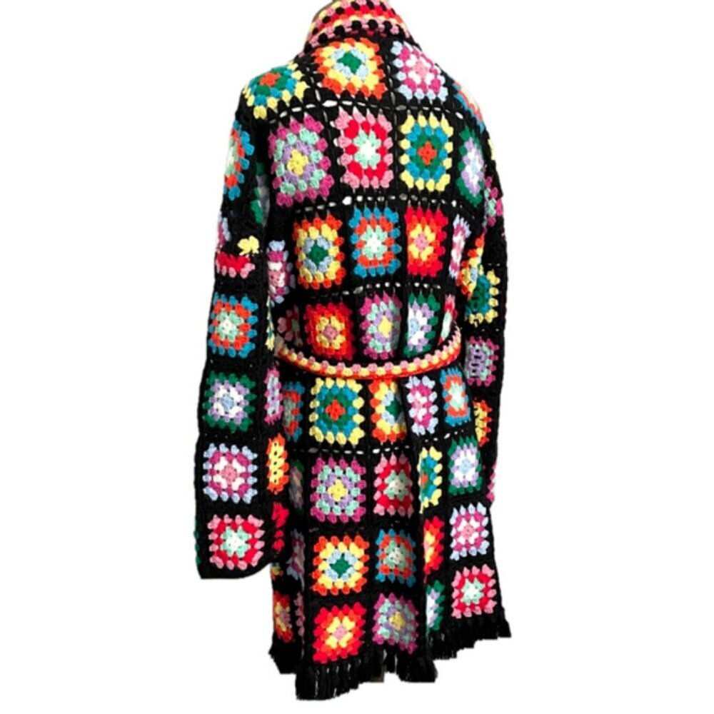 MC2 Saint Barth Multicolor Crochet Wool Coat With Belt - S/M, NWOTs 🇮🇹 - Picture 11 of 16